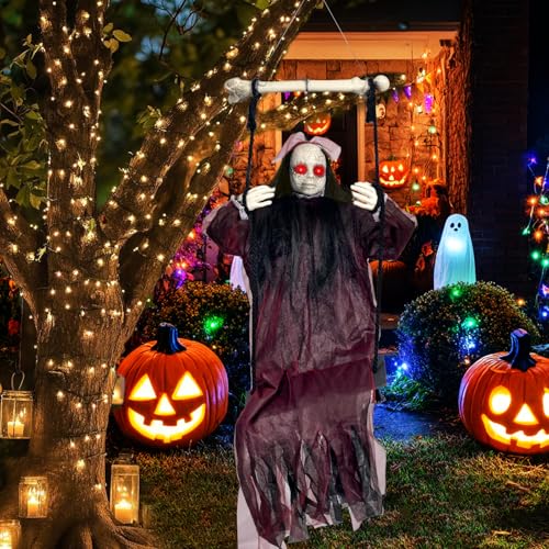 Hanging Swing Ghost with Sound and Light Up Eyes M222707