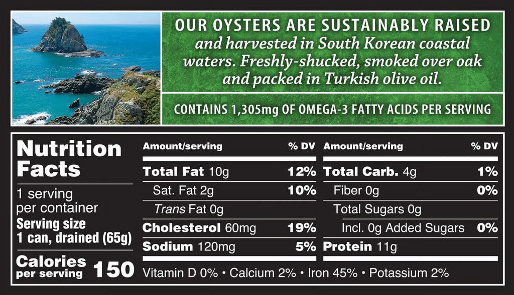 Smoked Oysters in Pure Olive Oil, 3-Ounce Cans (Pack of 18) B774