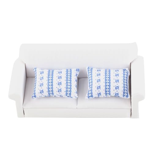 Miniature 2-Seat Sofa with Blue Flower Pattern Cushion K827323