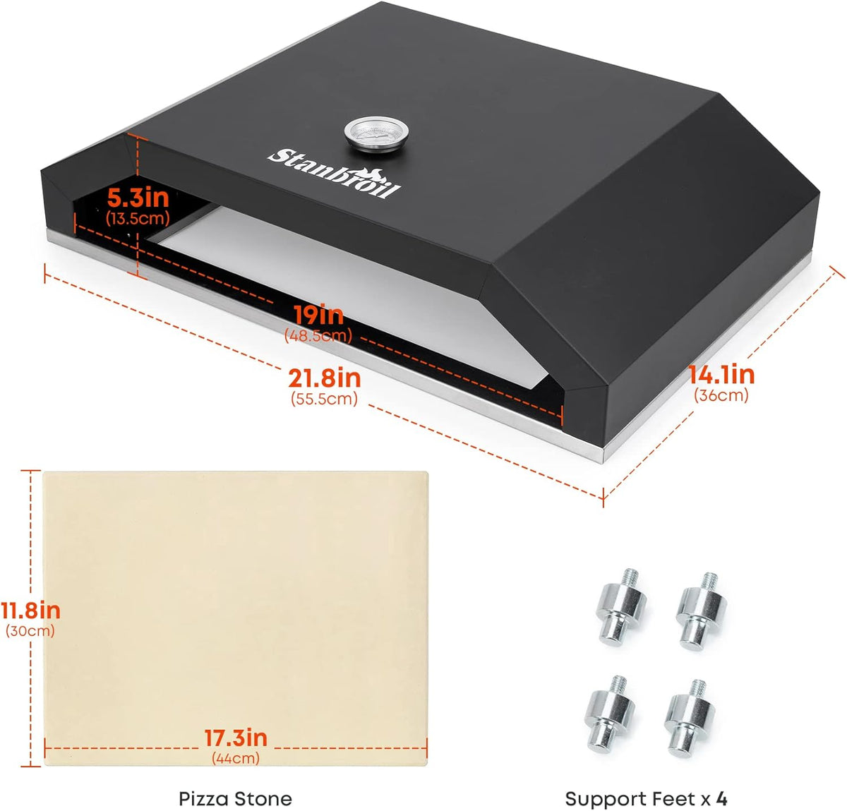 Outdoor Pizza Oven with Temperature Gauge, 17.3 in. x 12 in. Pizza Stone Q165470