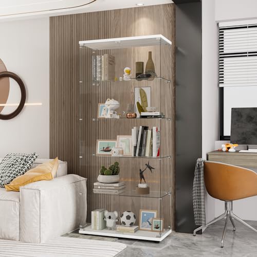 4-Tier Glass Display Cabinet with Locks, White K370114