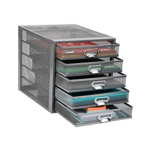 10-Drawer Metal Mesh Desk Organizer, Silver U5534