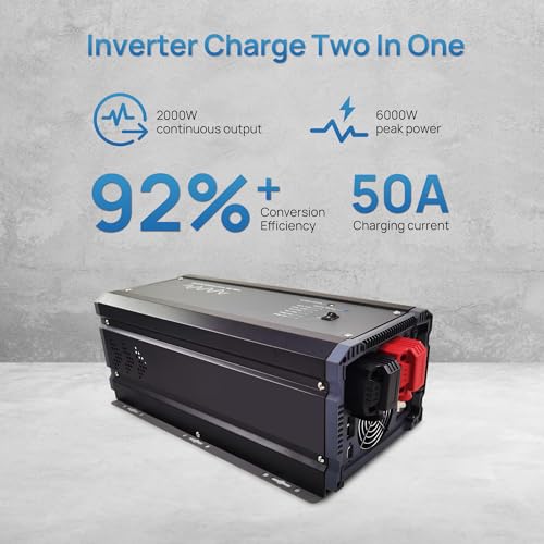 2000W Pure Sine Wave Power Inverter Charger 12V DC to 120V AC with LCD Remote Panel F3943