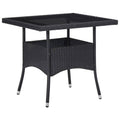 Black Poly Rattan and Glass Outdoor Dining Table N748