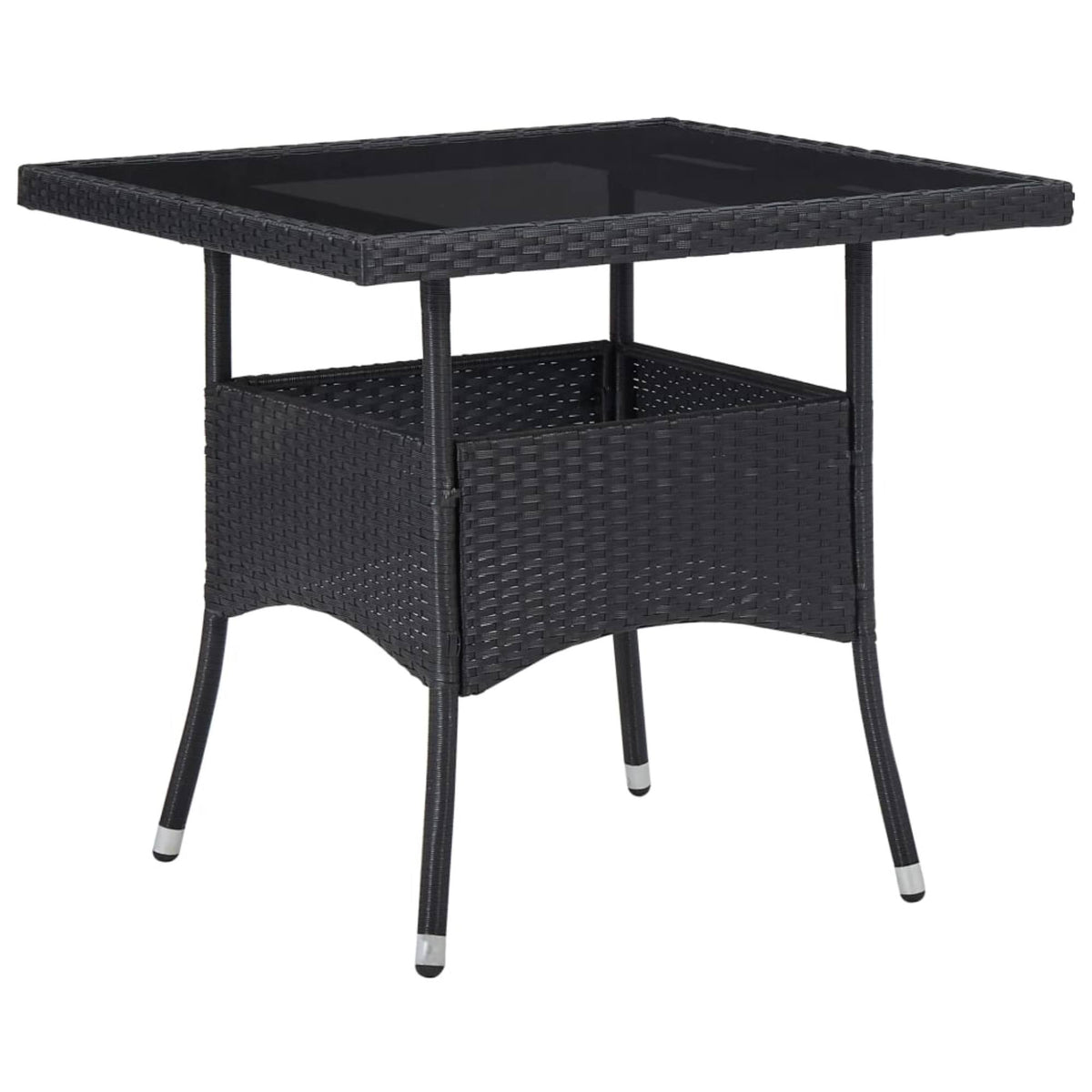 Black Poly Rattan and Glass Outdoor Dining Table N748