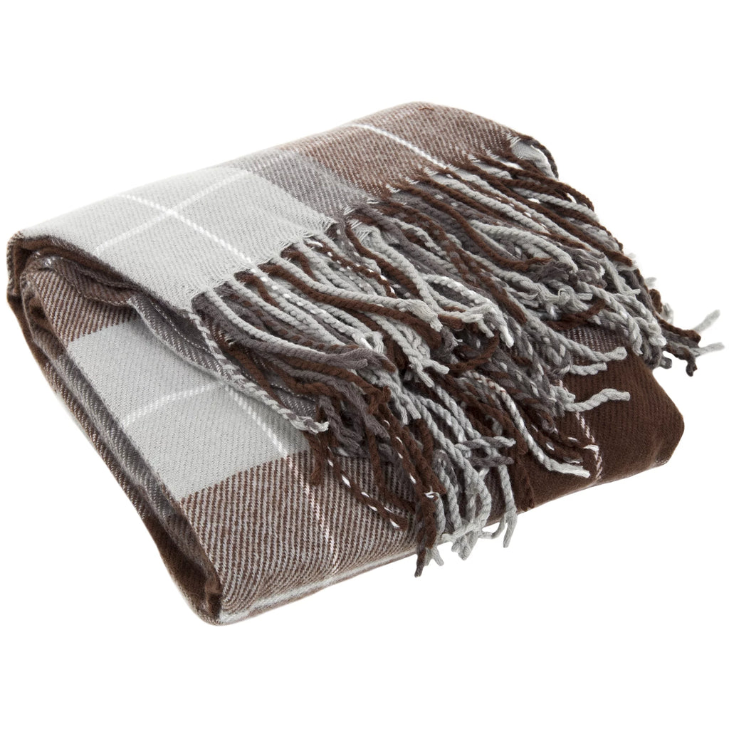 Brown Plaid Throw Blanket K510243