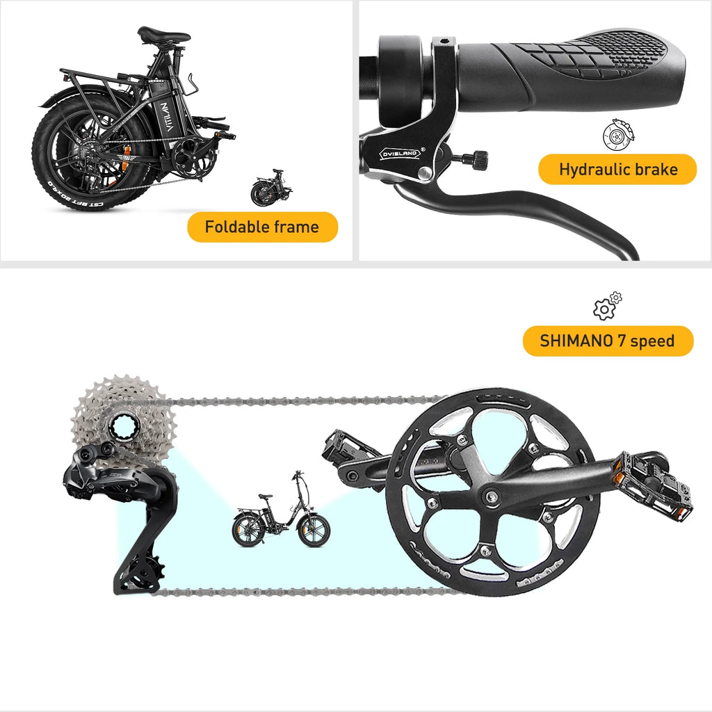 750W 20" Fat Tire Folding Step-Thru Electric Bike K758