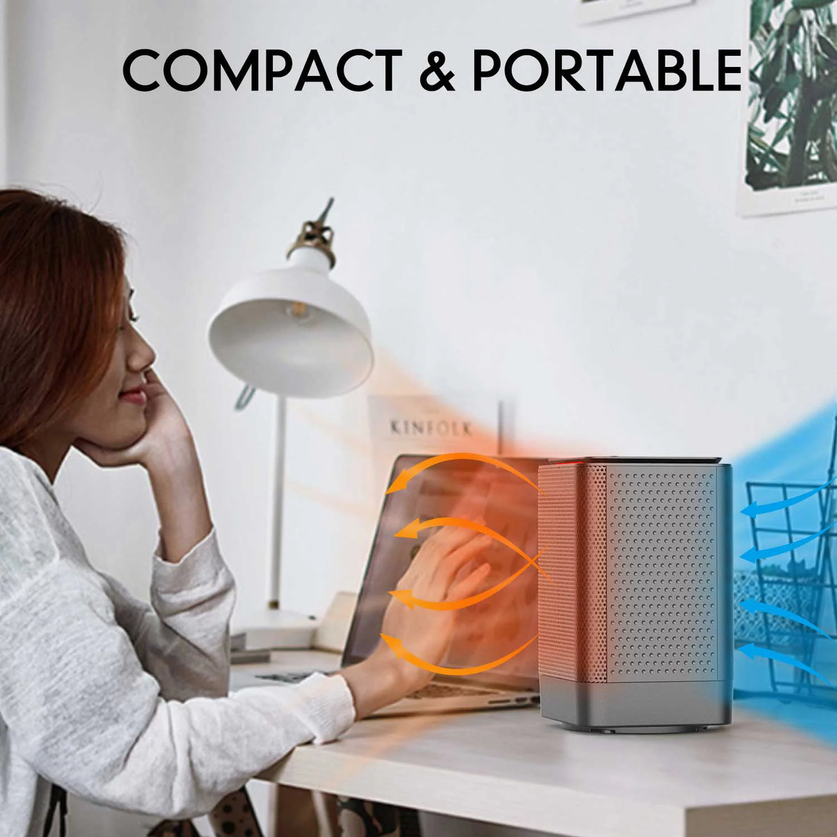 950W Portable Ceramic Heater with Oscillation, Black Q935