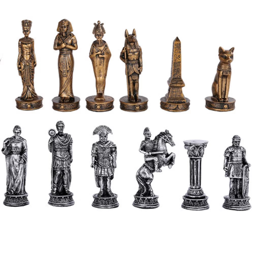 Egyptian vs Roman Chess Set with Glass Board C3825