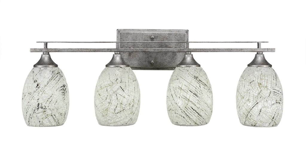 Four Light Bath Bar Aged Silver J3528