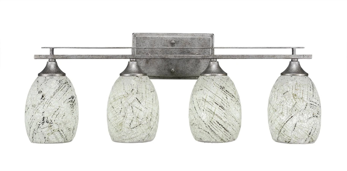 Four Light Bath Bar Aged Silver J3528