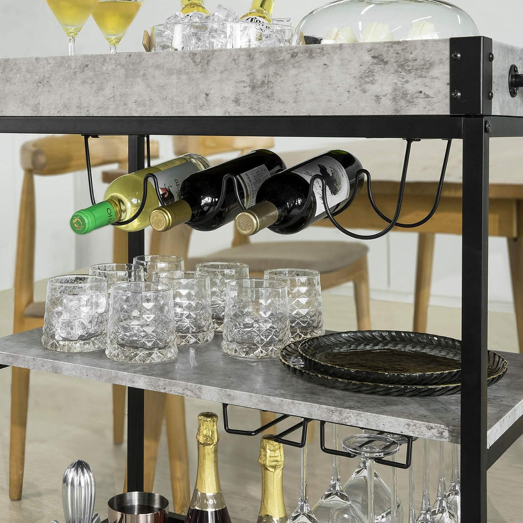 Rustic Mobile Wood Metal Serving Cart C946945