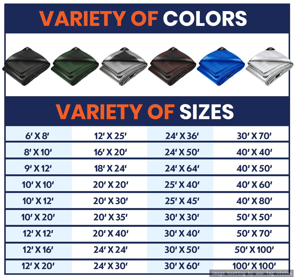 22 Mil Waterproof Silver/Black Tarp 6′ X 8′Ft D78837