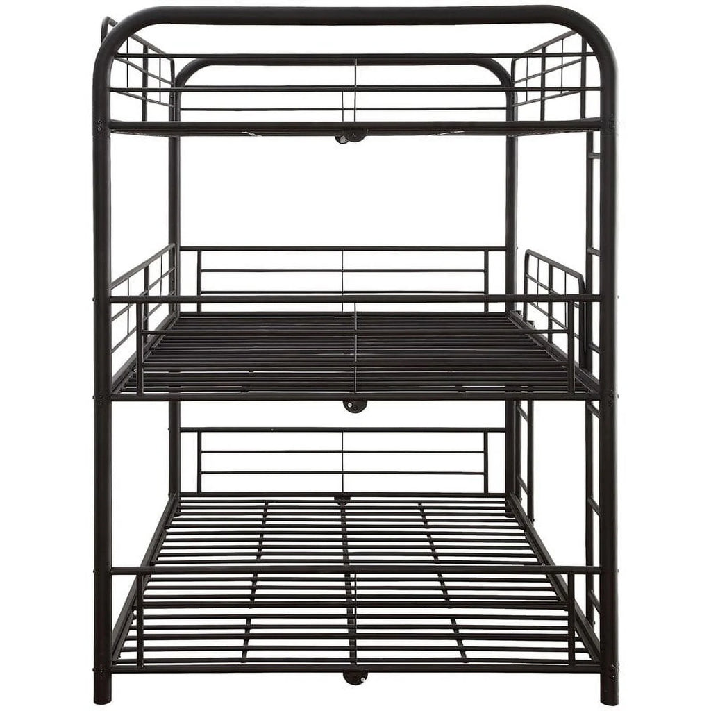 Full Triple Metal Bunk Bed in Sandy Black I841622