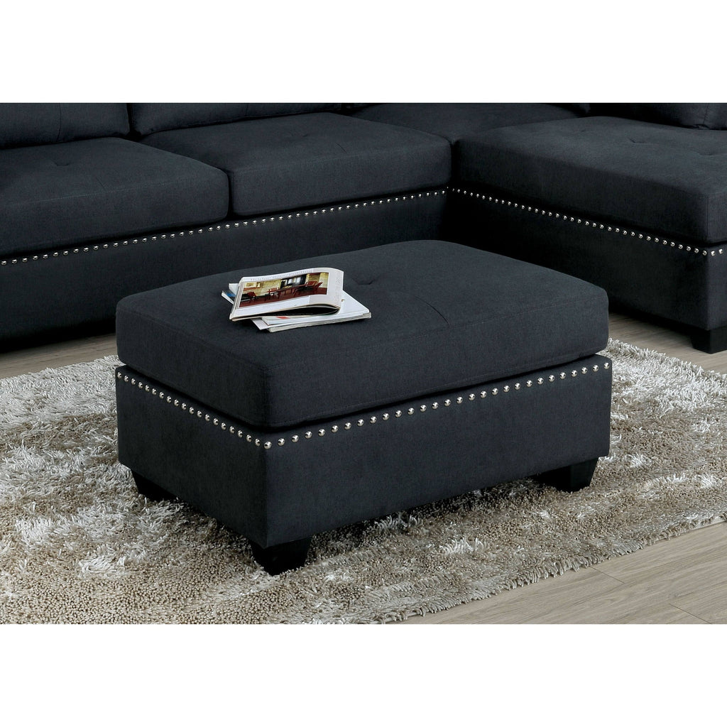 Grey Fabric Upholstered Ottoman U646695