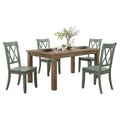 5-Piece Wood Dining Set in Natural and Teal P20355