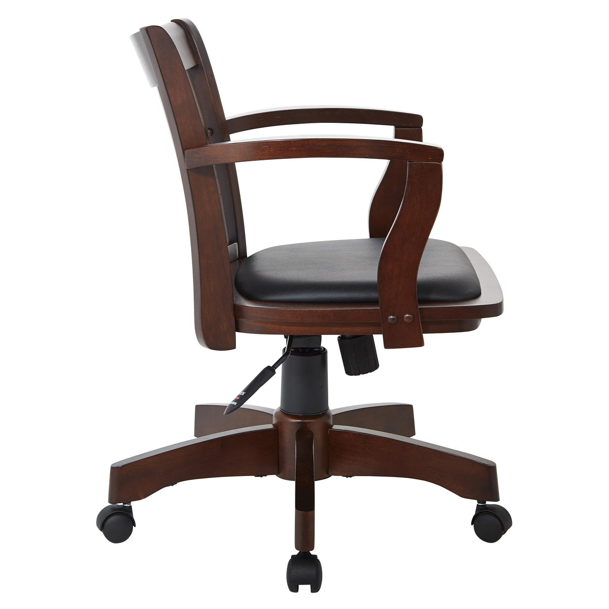 Espresso Finish Black Vinyl Bankers Chair Y705