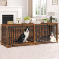 78 Inch Extra Large Double Dog Crate Furniture with Divider, Rustic Brown X381