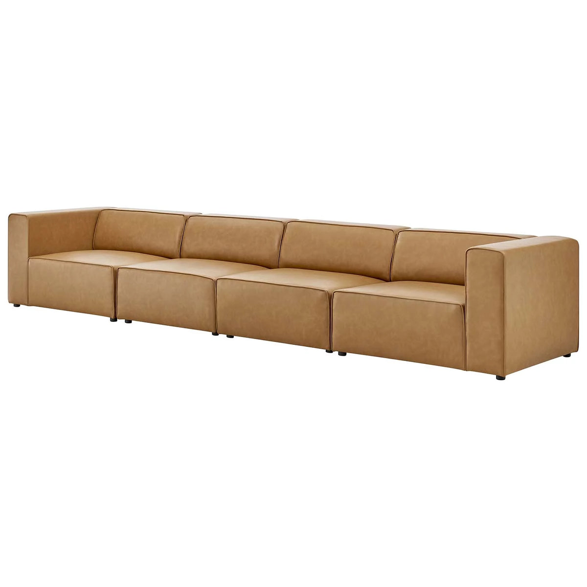 Tan Faux Vegan Leather Sectional Sofa Set A53150