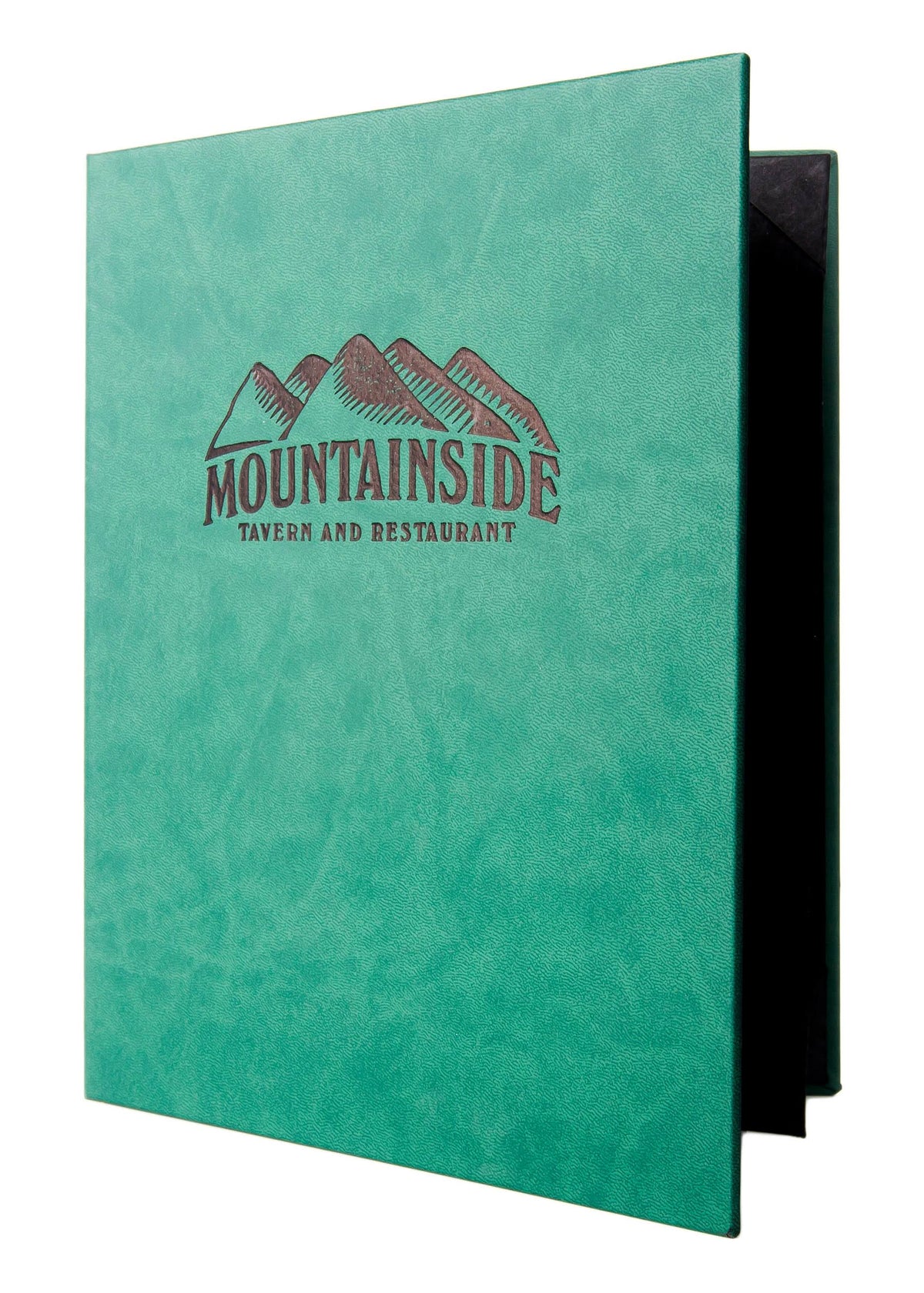 4¼ x 14 Deep Green Plush Casebound Menu P21757
