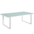 White Steel Glass Outdoor Patio Coffee Table S162