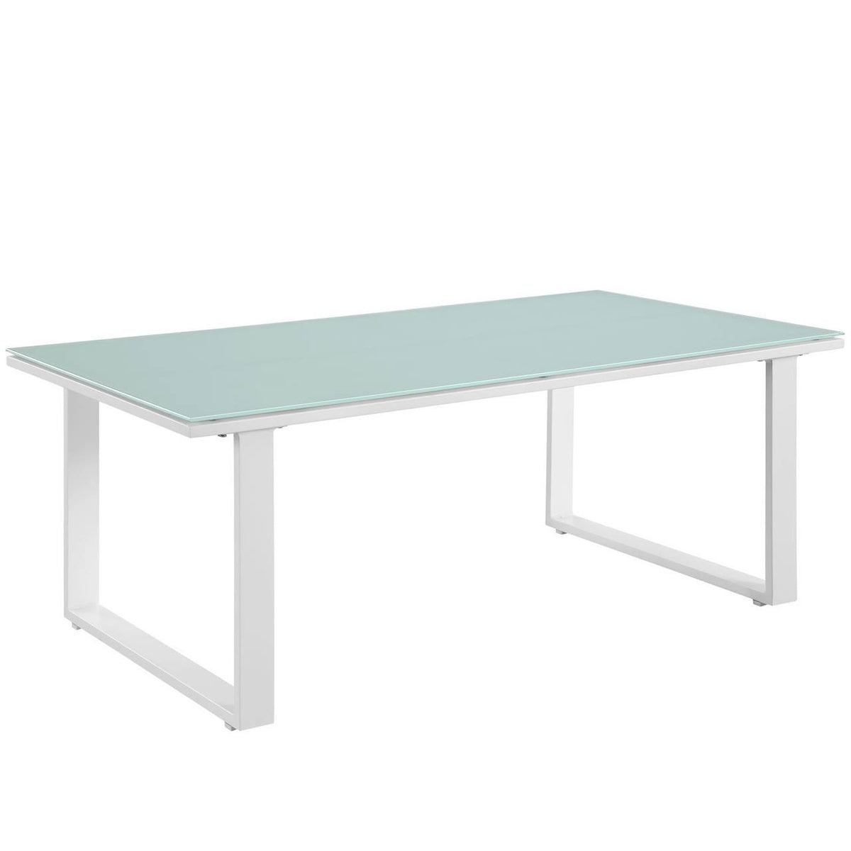 White Steel Glass Outdoor Patio Coffee Table S162