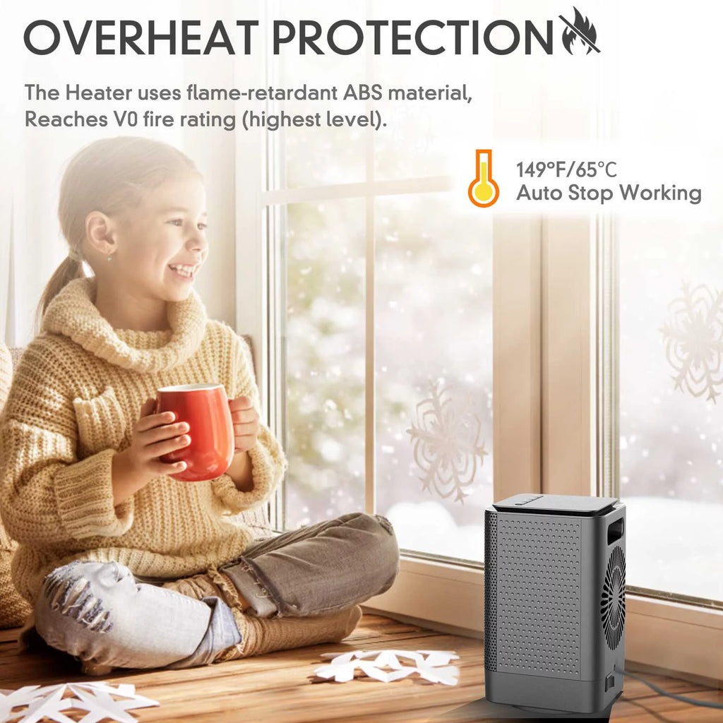 950W Portable Ceramic Heater with Oscillation, Black Q935