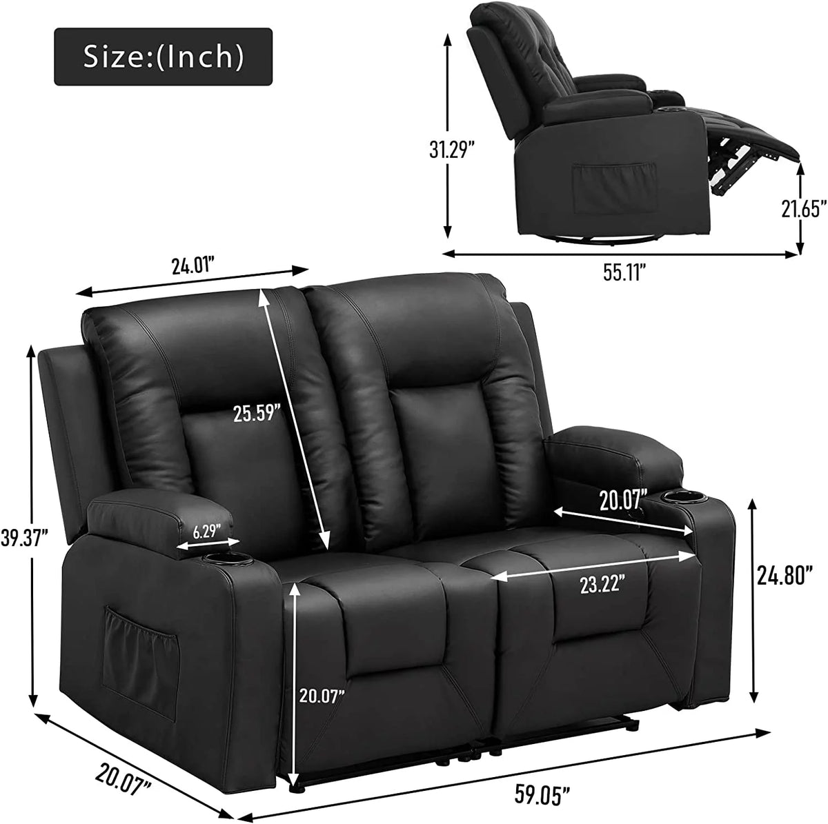 3PC Bonded Leather Recliner Set H56845