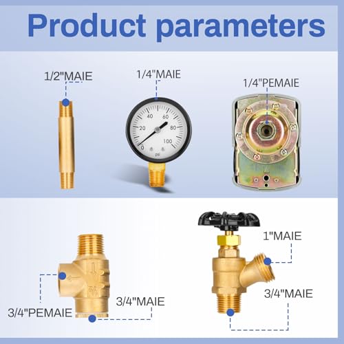 Pressure Tank Tee Kit with 1" Tee & 40-60Psi Pressure Switch E476