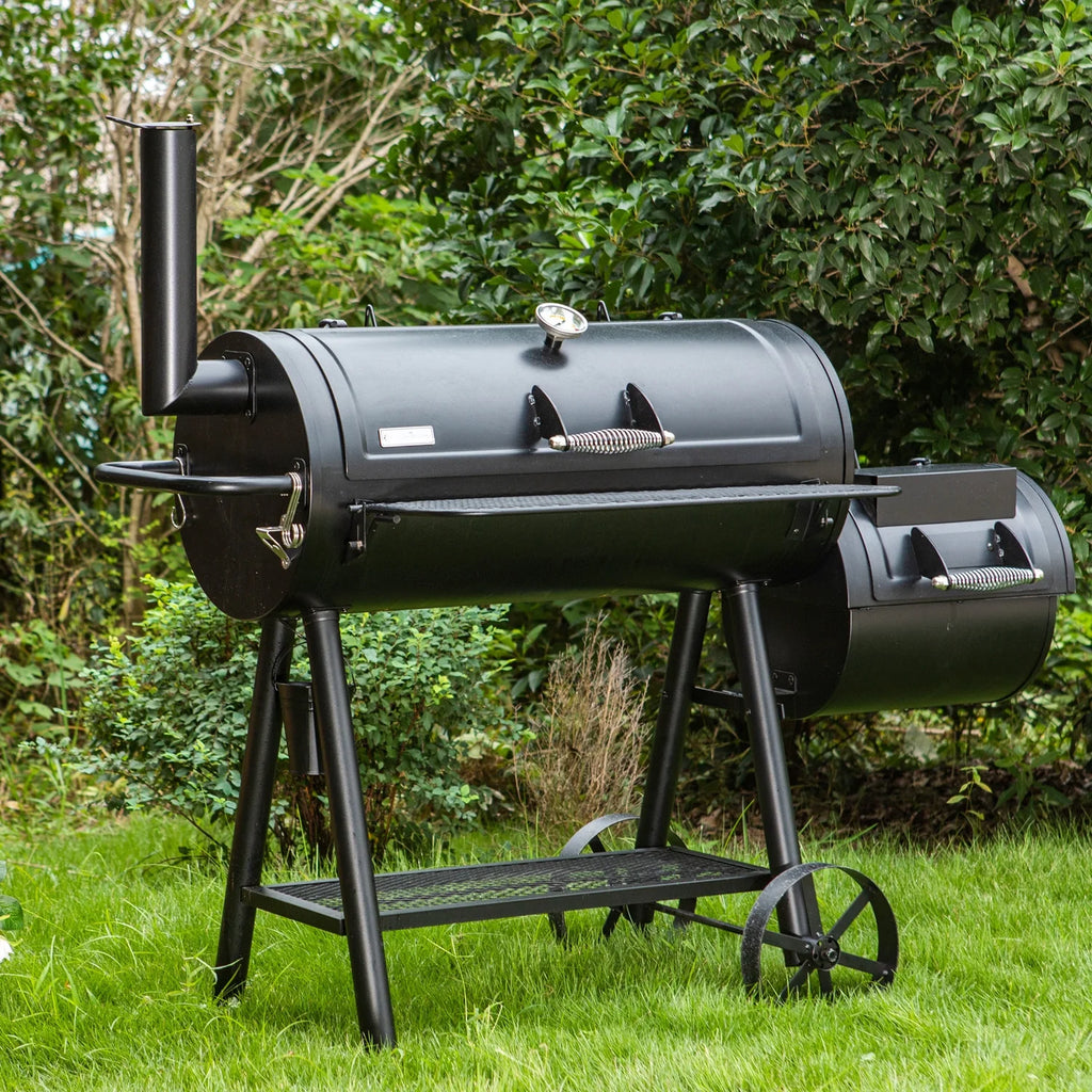 Charcoal Grill with Offset Smoker 941 sq.in. Extra Large BBQ Grill Black Z7099
