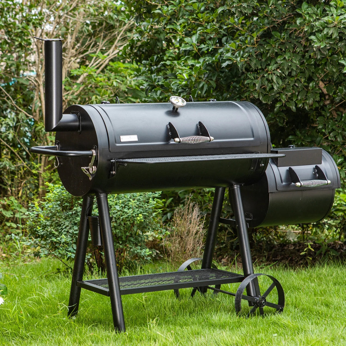 Charcoal Grill with Offset Smoker 941 sq.in. Extra Large BBQ Grill Black Z7099