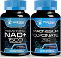 Magnesium Glycinate 750mg Capsules, Liposomal NAD+ 1500mg Supplement with Resveratrol Q88805