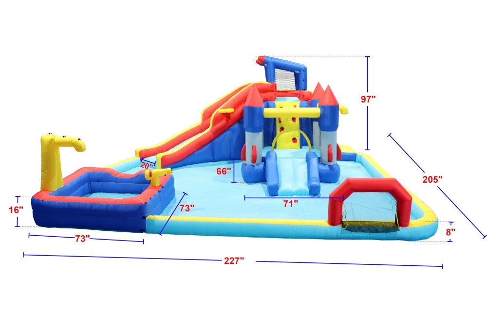7 in1 Inflatable Water Bounce House with Splash Pool O392