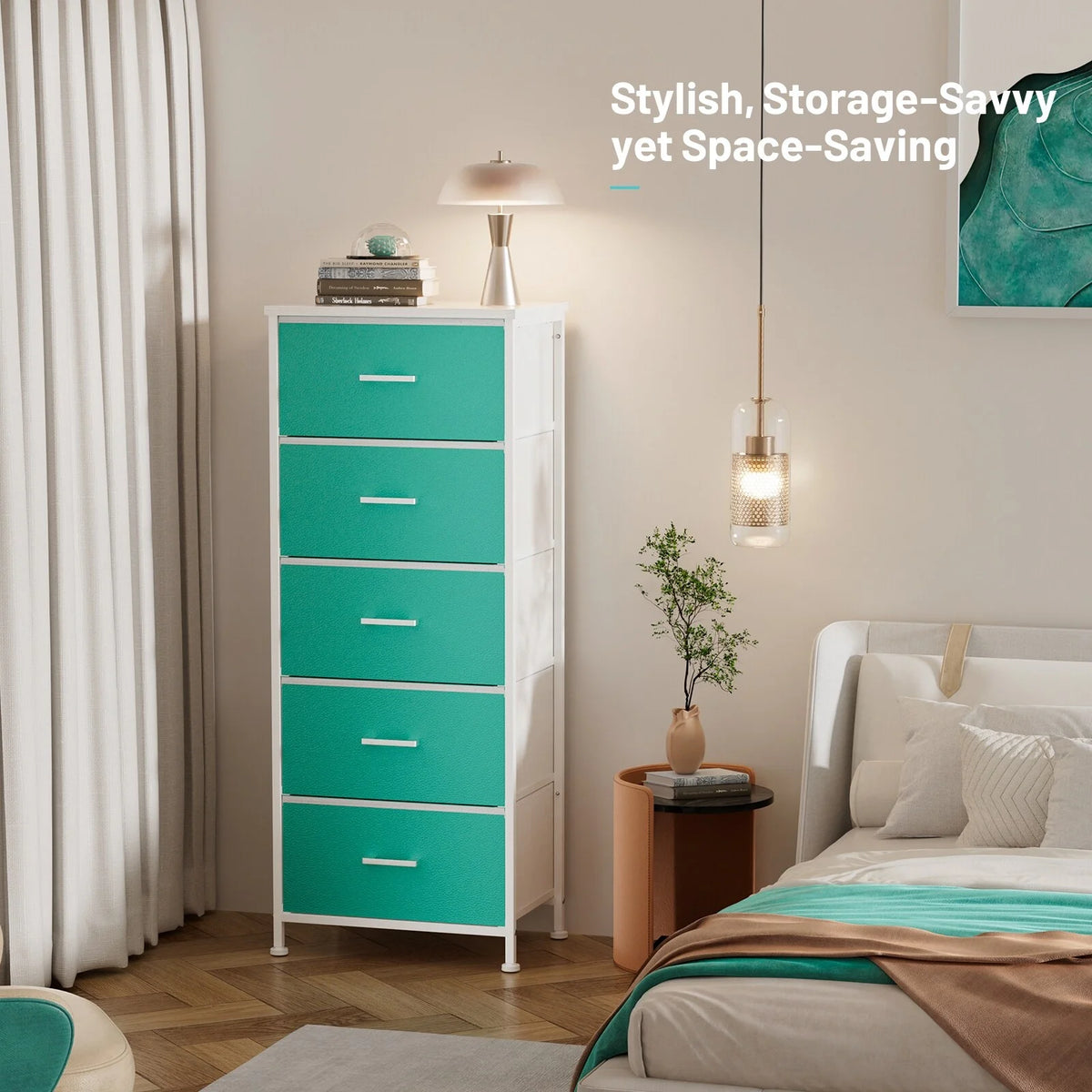 5 Drawer Dresser with Fabric Bins S552552