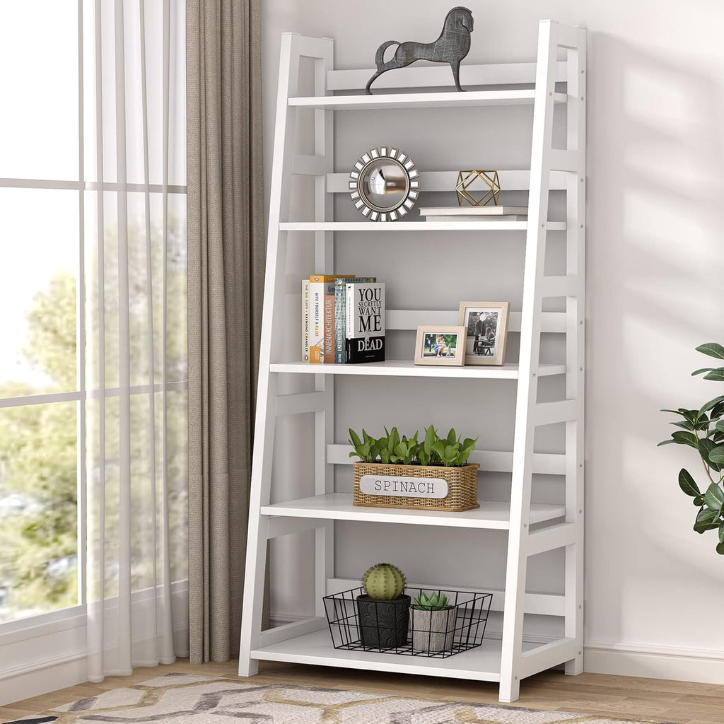 5-Tier White Ladder Bookshelf J2580
