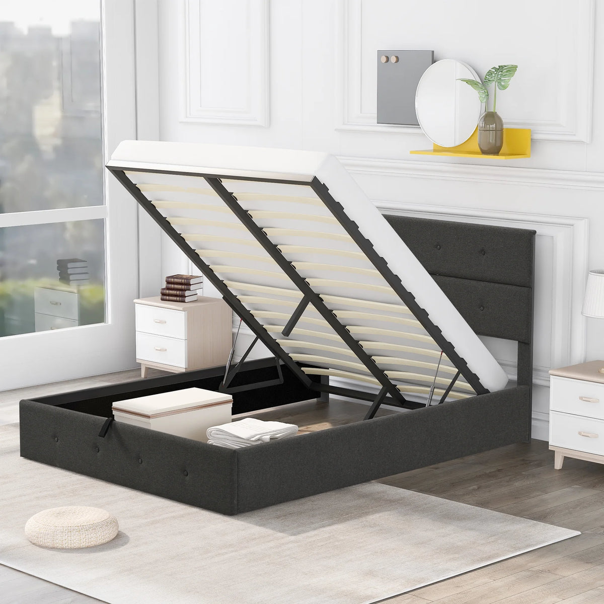 Upholstered Full Storage Platform Bed M3725