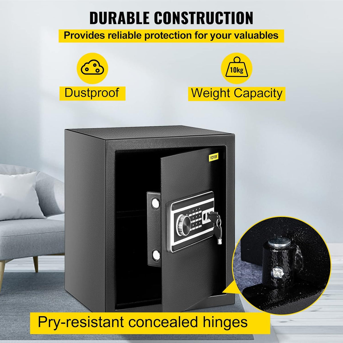 1.7 Cubic Feet Electronic Security Safe with Fingerprint Lock T298