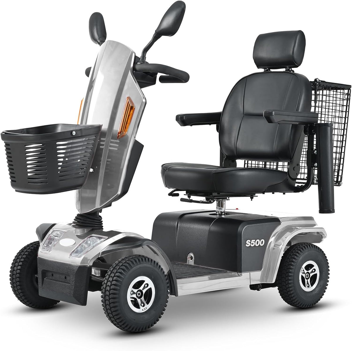 4 Wheel Electric Mobility Scooter, 350lbs Capacity, Grey Q39627