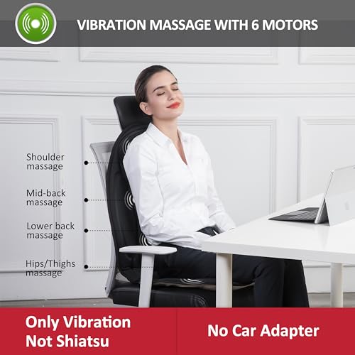 Black 6 Vibration Massage Seat Cushion with Heat W7301