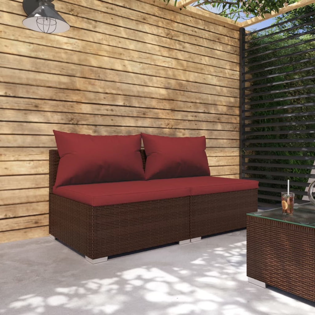 2 Piece Poly Rattan Patio Furniture Set with Cushions B403473