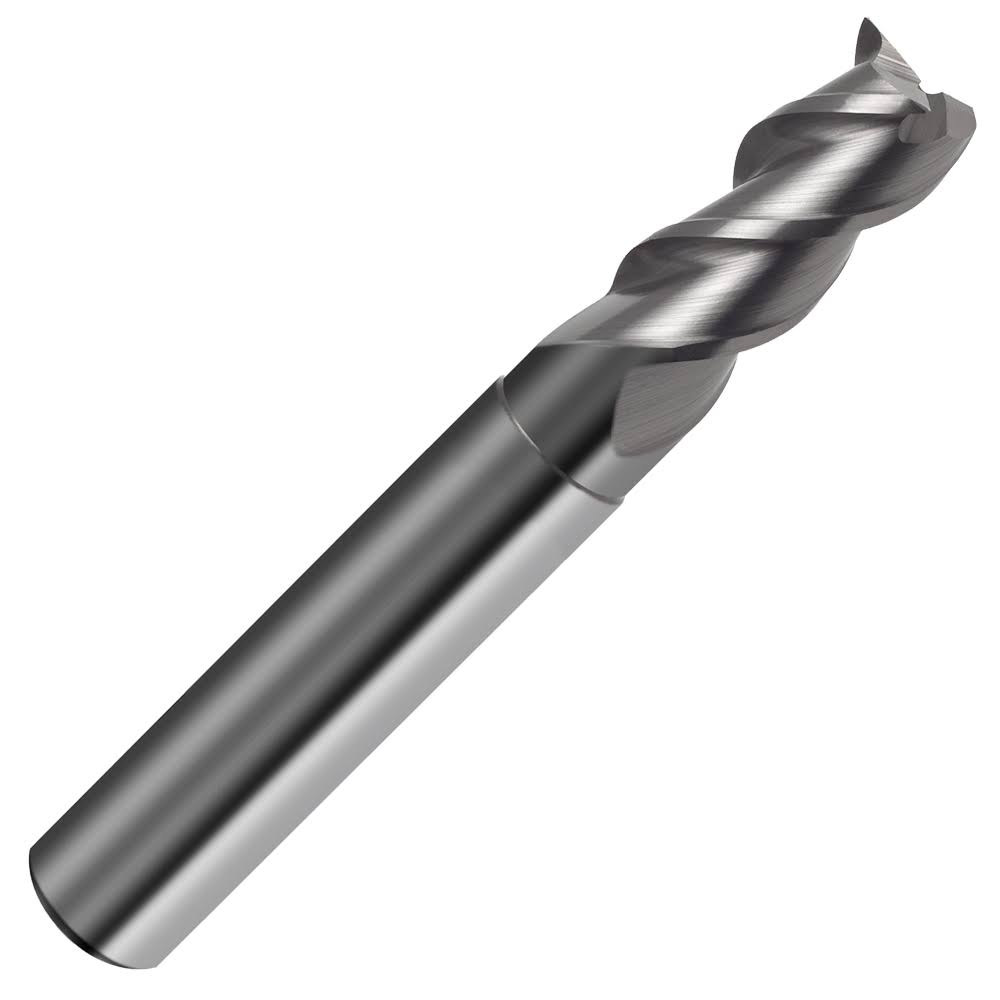 15mm Carbide End Mill, 3 Flute, 45° Helix, Bright Uncoated, 26mm LOC, 44mm Reach A314