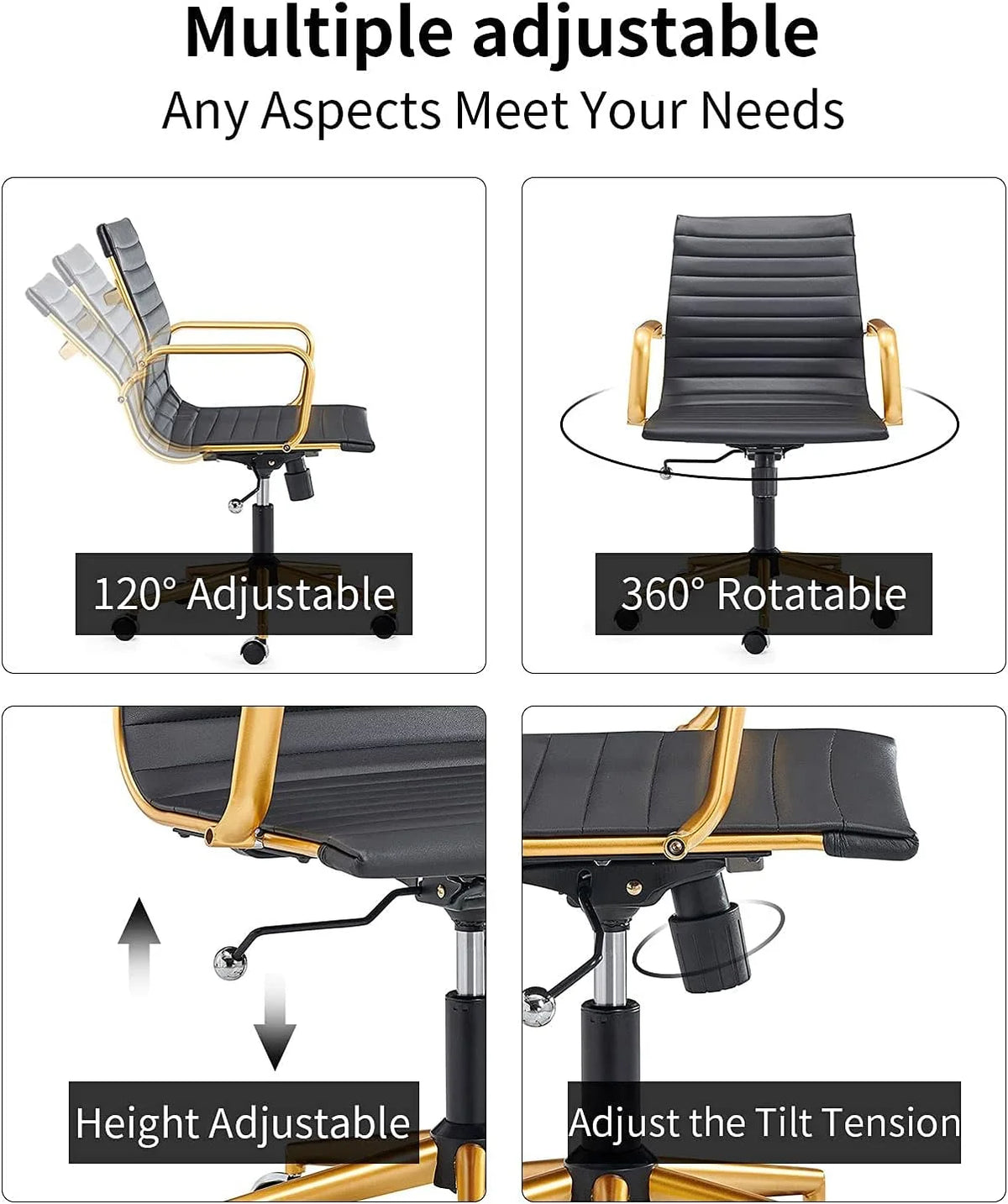 Black Ergo Office Chair with Back Support and Caster Wheels 320Lbs L636715