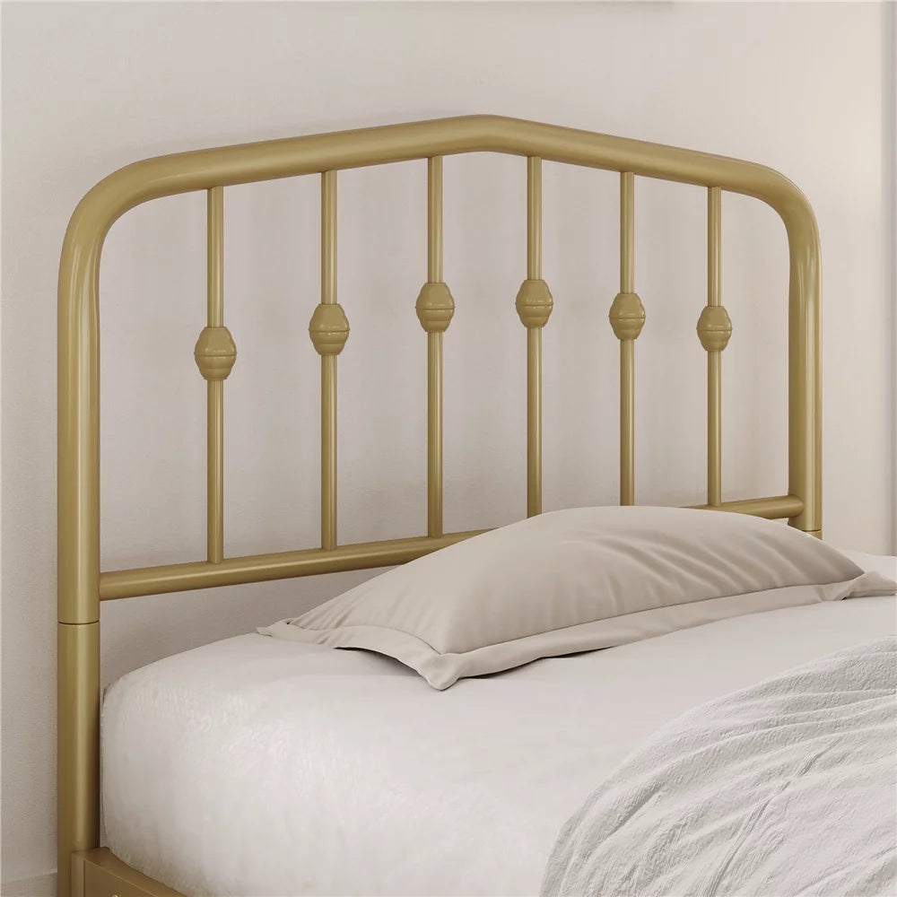 Queen Black Metal Platform Bed Frame with Arched Headboard P25828