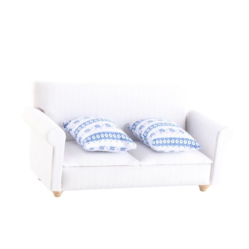 Miniature 2-Seat Sofa with Blue Flower Pattern Cushion K827323