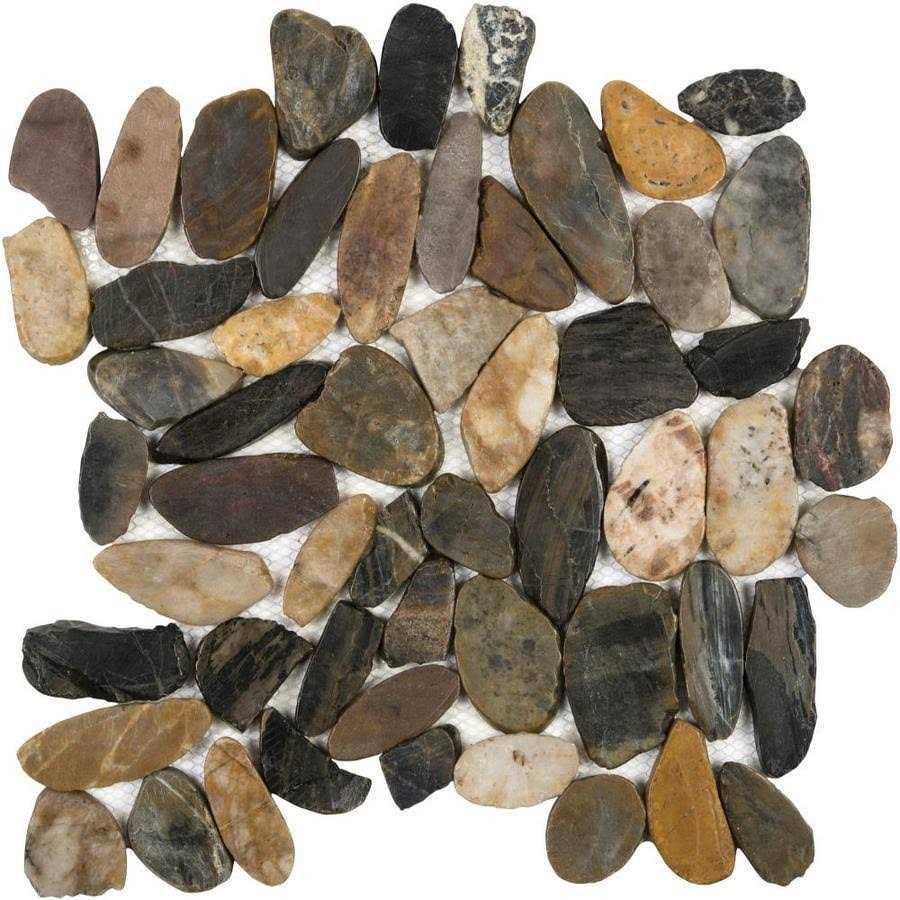 13-in x 13-in Polished Natural Stone Pebble Wall Tile N44021