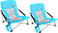 Low Beach Camping Folding Chair with Cup Holder & Carry Bag (2 Pack of Blue) C617429