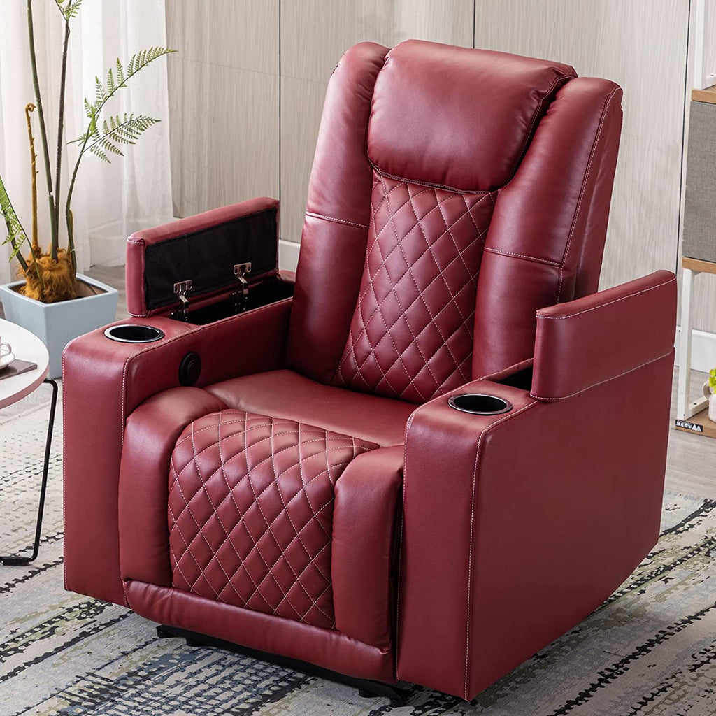 Power Recliner Chair Set of 3 PU Leather Black L363821
