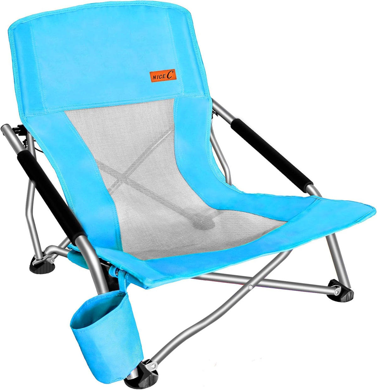 Low Beach Camping Folding Chair with Cup Holder & Carry Bag (2 Pack of Blue) C617429