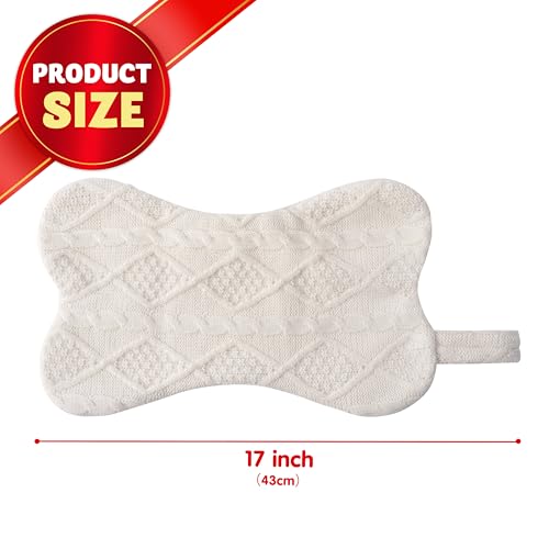 Knit White Bone Shape Christmas Dog Stocking J41815