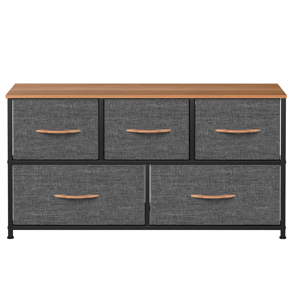 Dark Gray 5 Drawer Fabric Dresser T4440